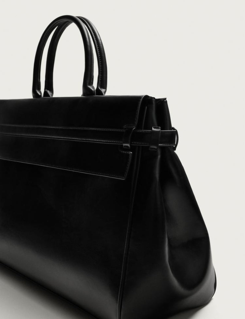 "MINIMALIST BELTED" LEATHER TOTE BAG