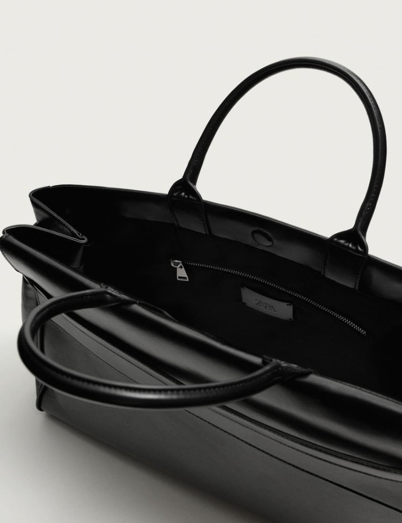"MINIMALIST BELTED" LEATHER TOTE BAG