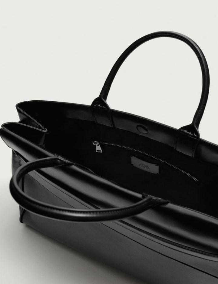 "MINIMALIST BELTED" LEATHER TOTE BAG