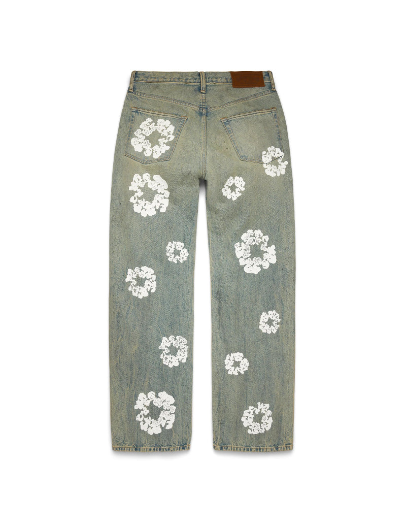 Baggy Cotton Wreath Denim Jeans