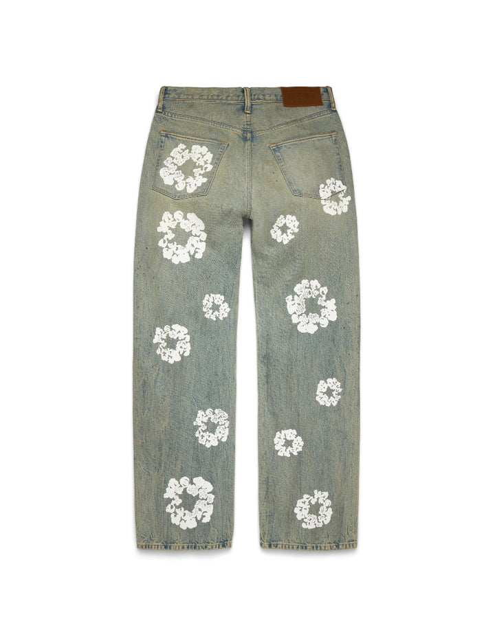 Baggy Cotton Wreath Denim Jeans