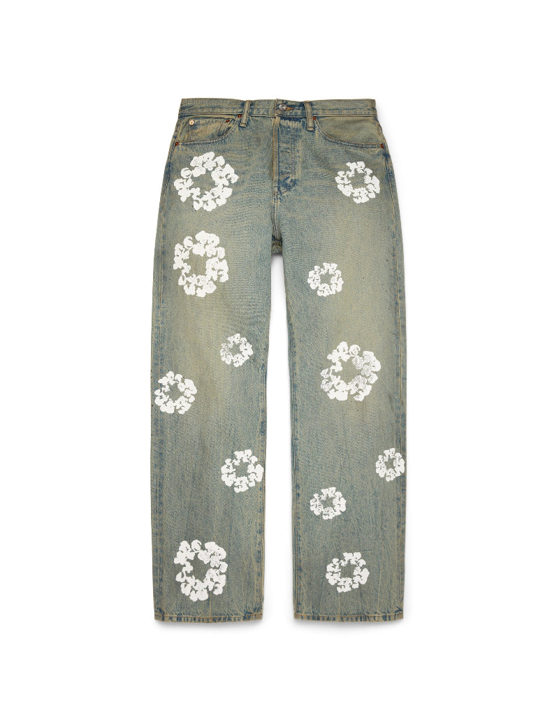 Baggy Cotton Wreath Denim Jeans