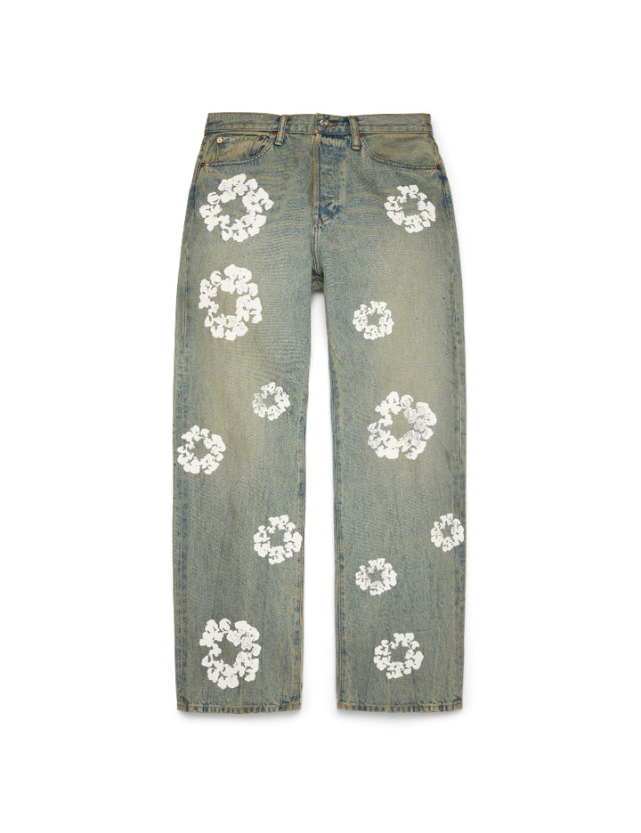 Baggy Cotton Wreath Denim Jeans