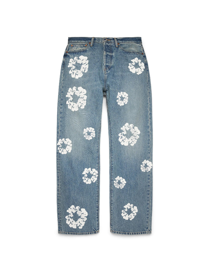 Baggy Cotton Wreath Denim Jeans