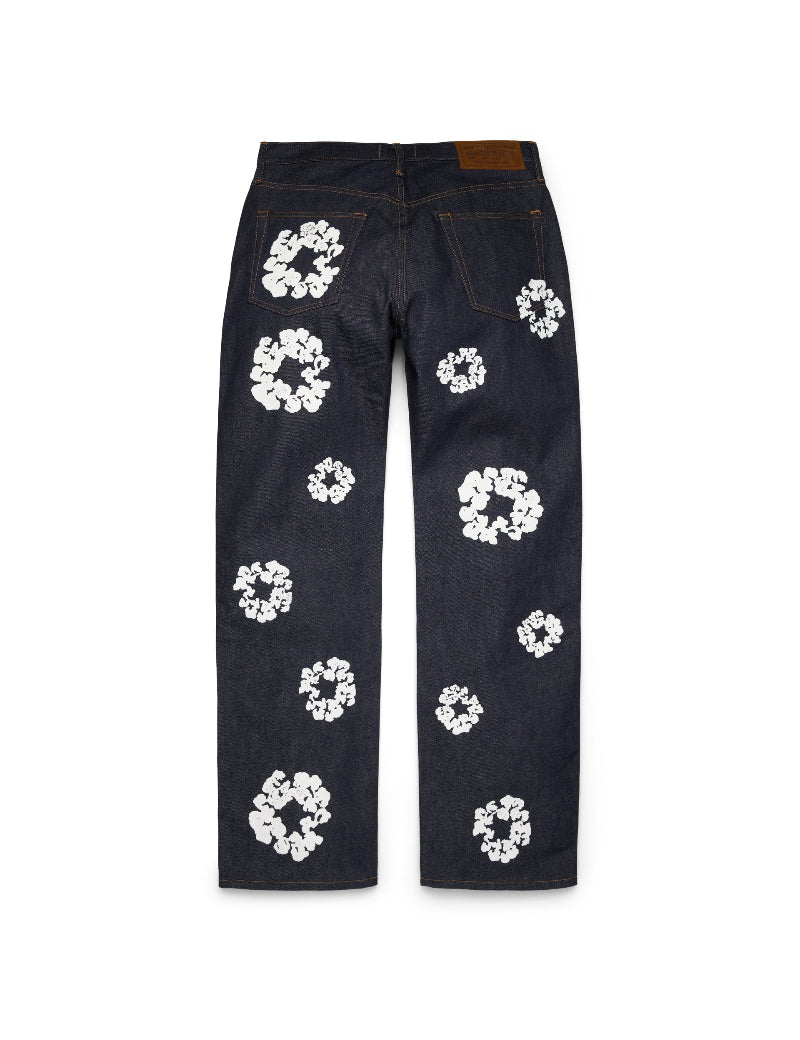Baggy Selvedge Cotton Wreath Denim Jeans