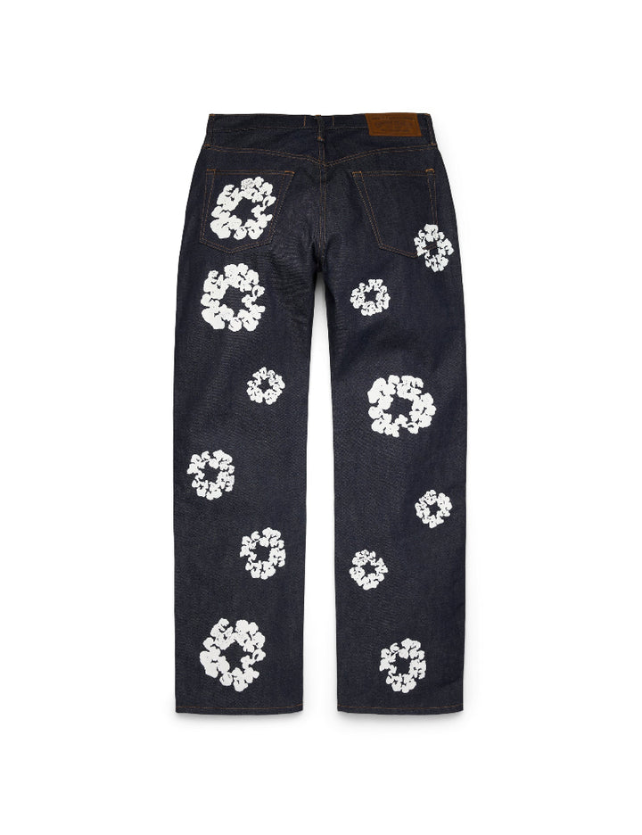 Baggy Selvedge Cotton Wreath Denim Jeans