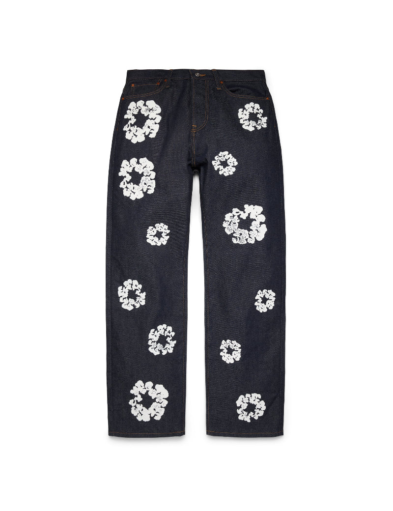 Baggy Selvedge Cotton Wreath Denim Jeans