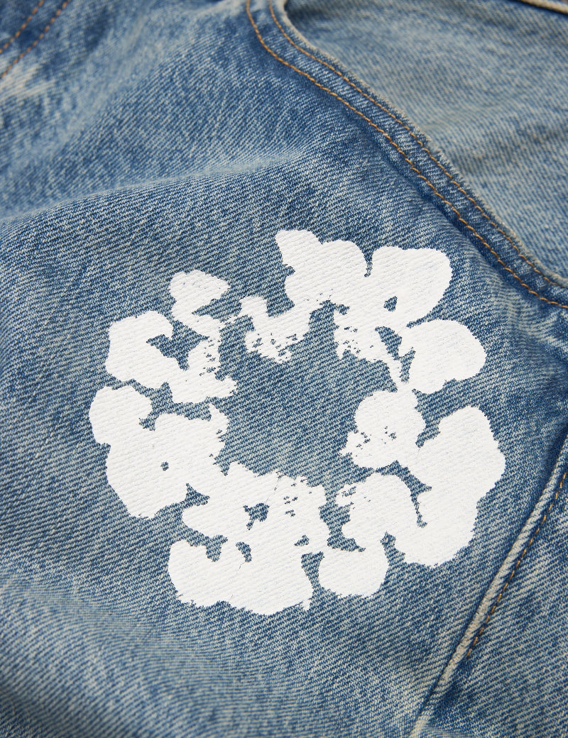 Baggy Cotton Wreath Denim Jeans