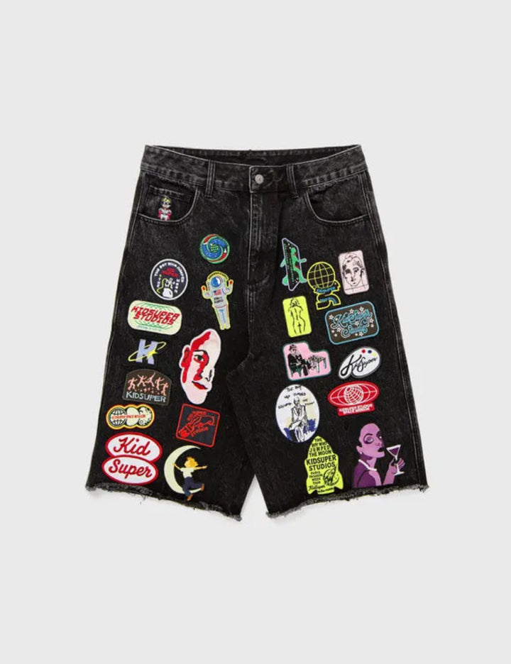 KIDSUPER STUDIOS Multi-Patch Denim Shorts