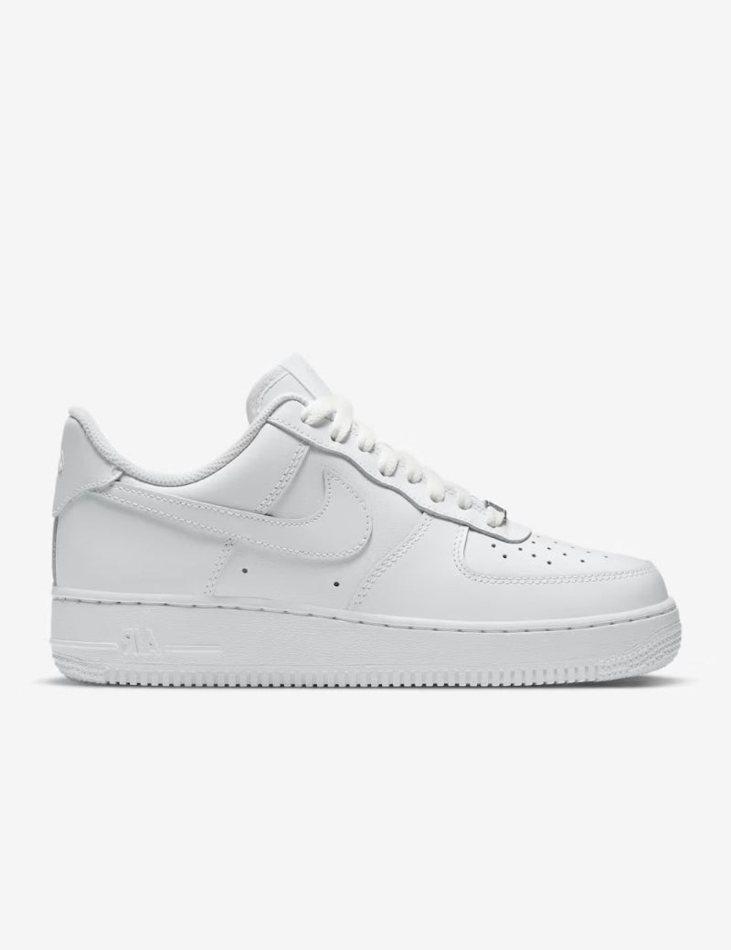 White Nike Air Force 1 sneaker on a white background