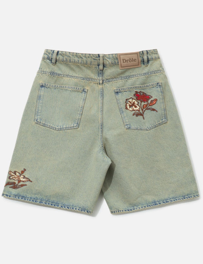 Short Jean Dusty Brodé Fleurs