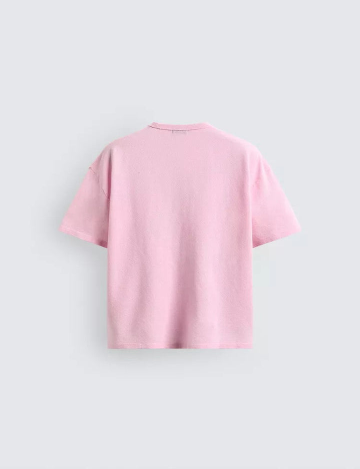 Relaxed pink knit Fit Graphic T-Shirt