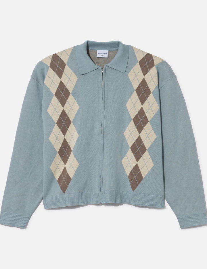 Argyle Zip Polo Cardigan