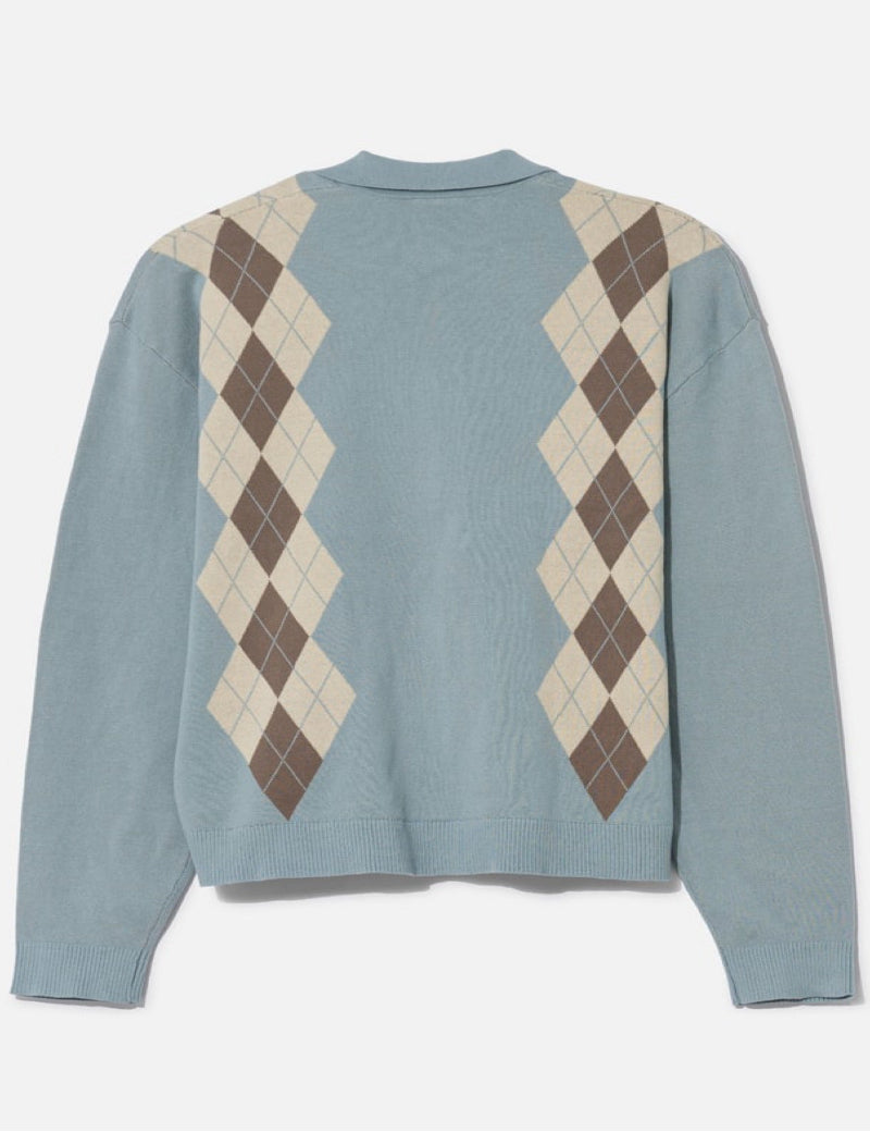 Argyle Zip Polo Cardigan