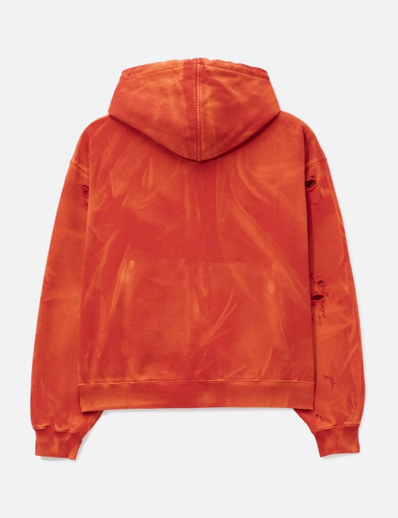 Two Tone Washed Zip-Up Hoodie(Orange)
