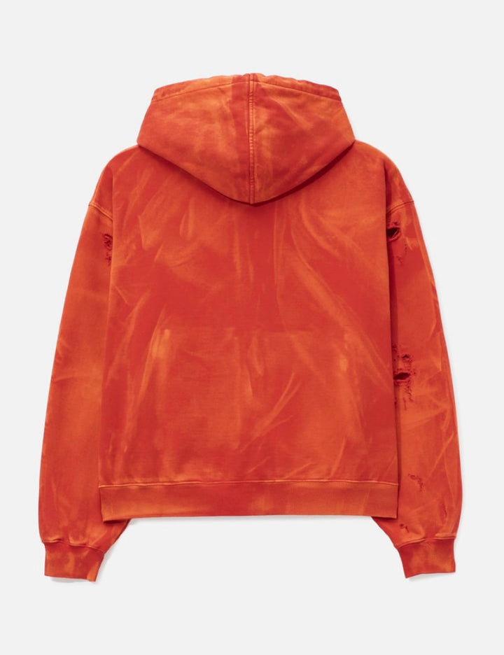 Two Tone Washed Zip-Up Hoodie(Orange)