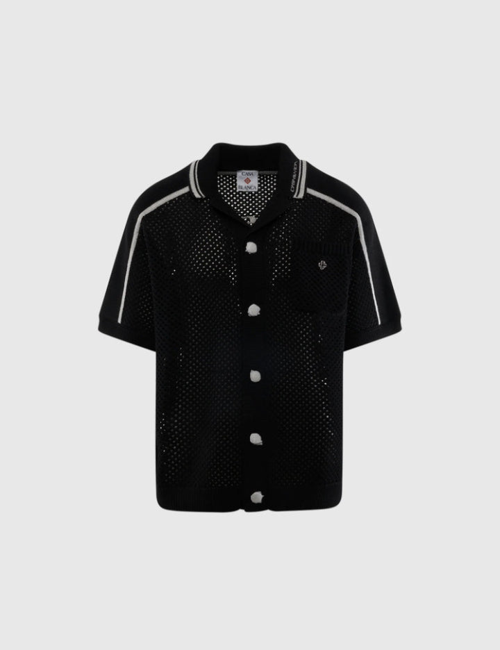 Open-Work Knit Polo