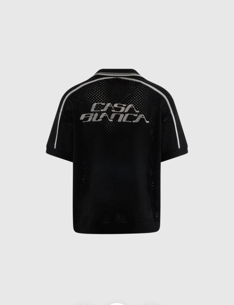 Open-Work Knit Polo