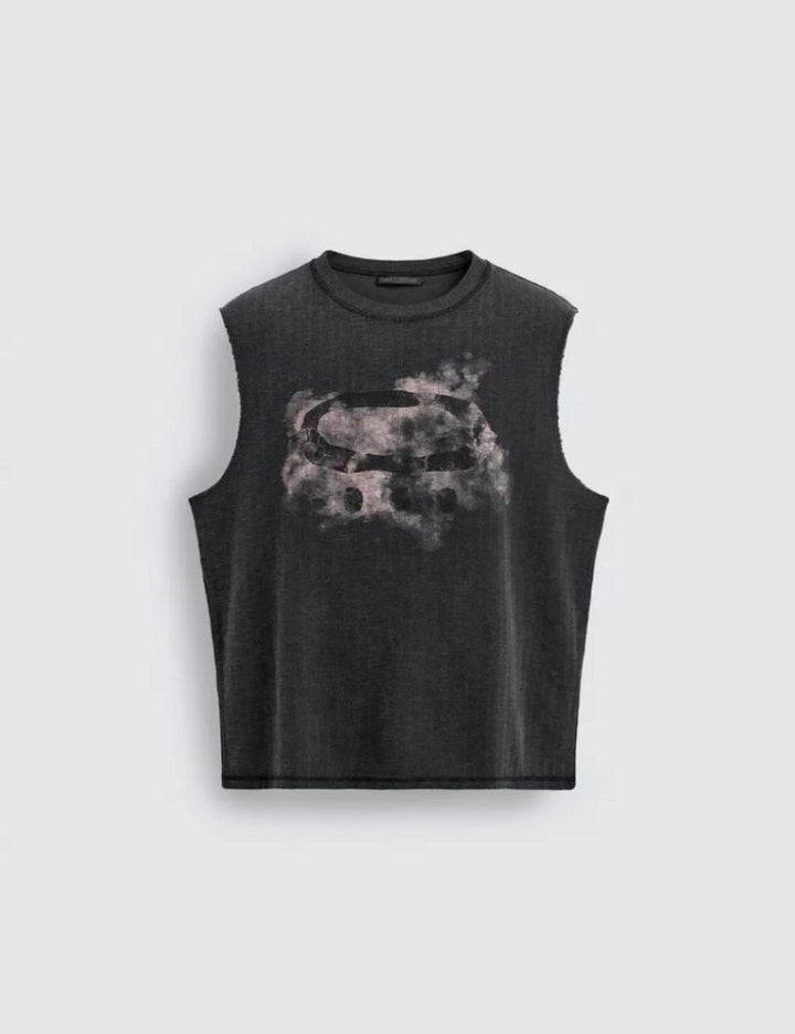 Distressed Smoke-Graphic Muscle Tee