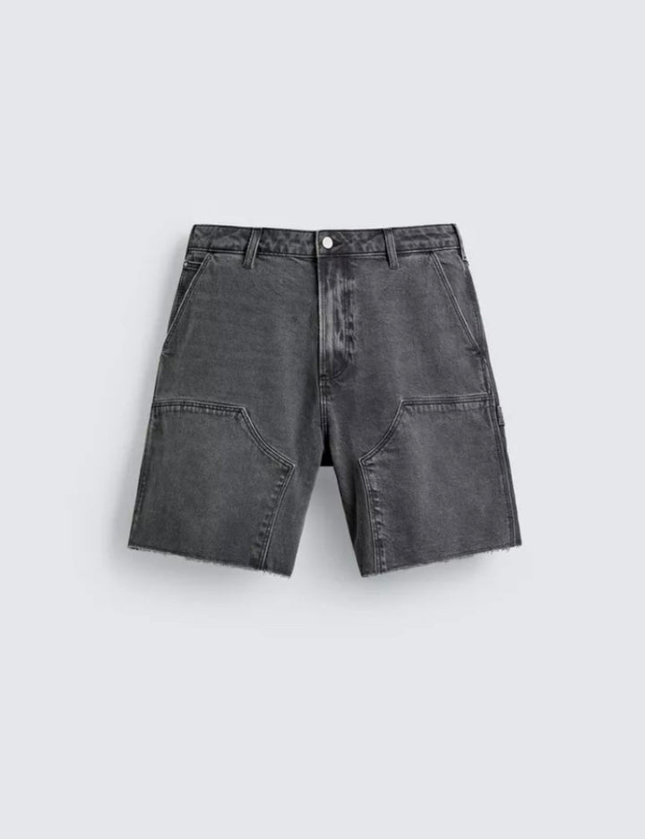 Deconstructed Washed Denim Carpenter Shorts