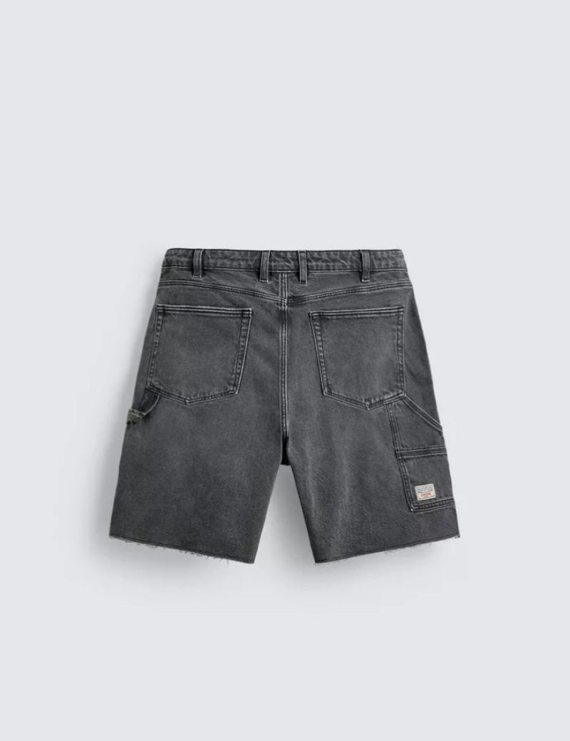 Deconstructed Washed Denim Carpenter Shorts