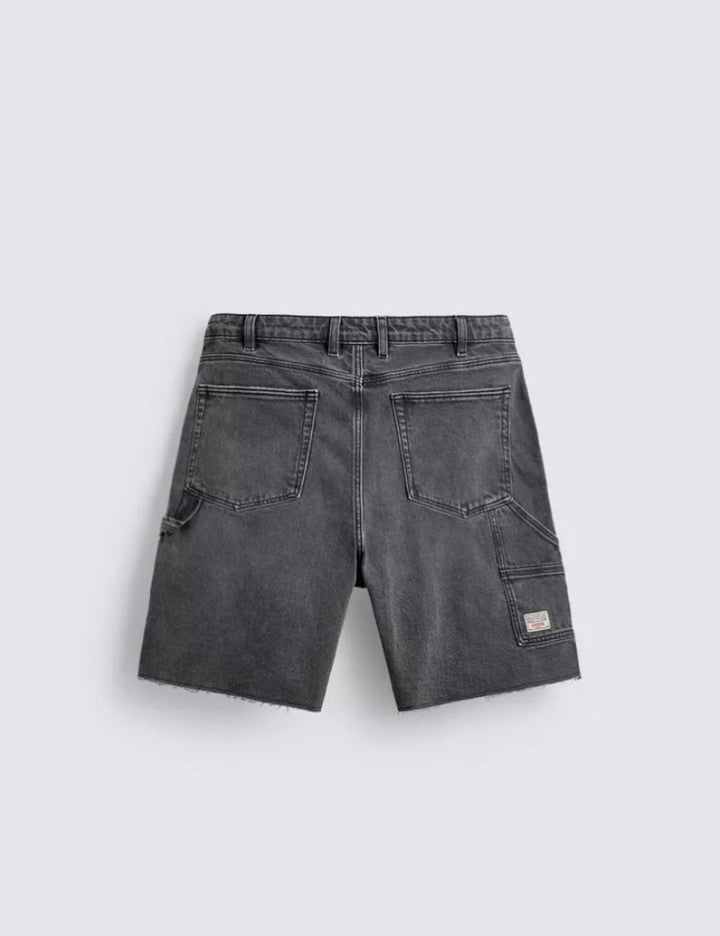 Deconstructed Washed Denim Carpenter Shorts