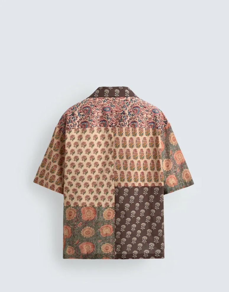Relaxed Fit Patchwork Print Shirt